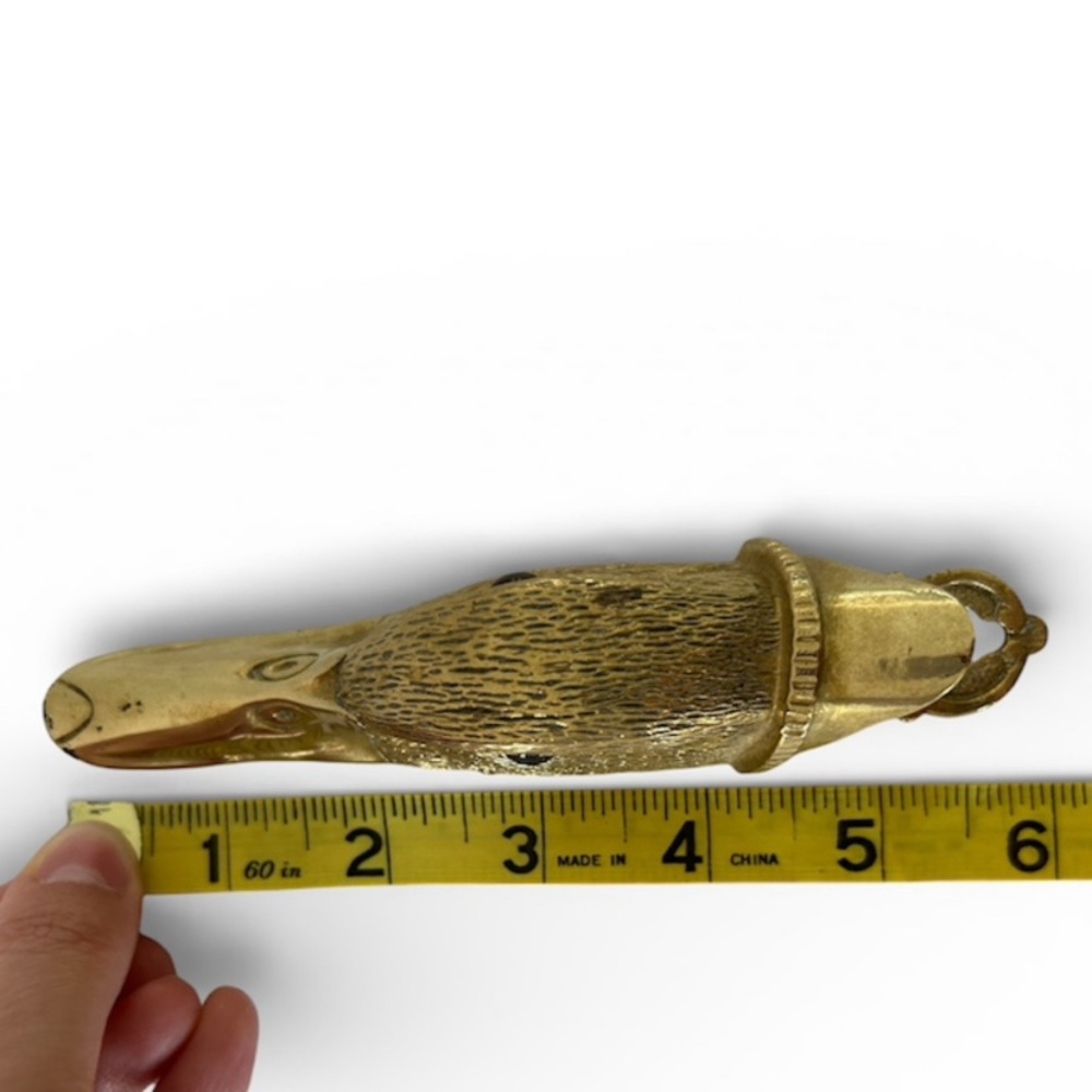 Antique Brass Figural Duck Paperweight Letter Holder Wall Mount - Picture 5 of 16